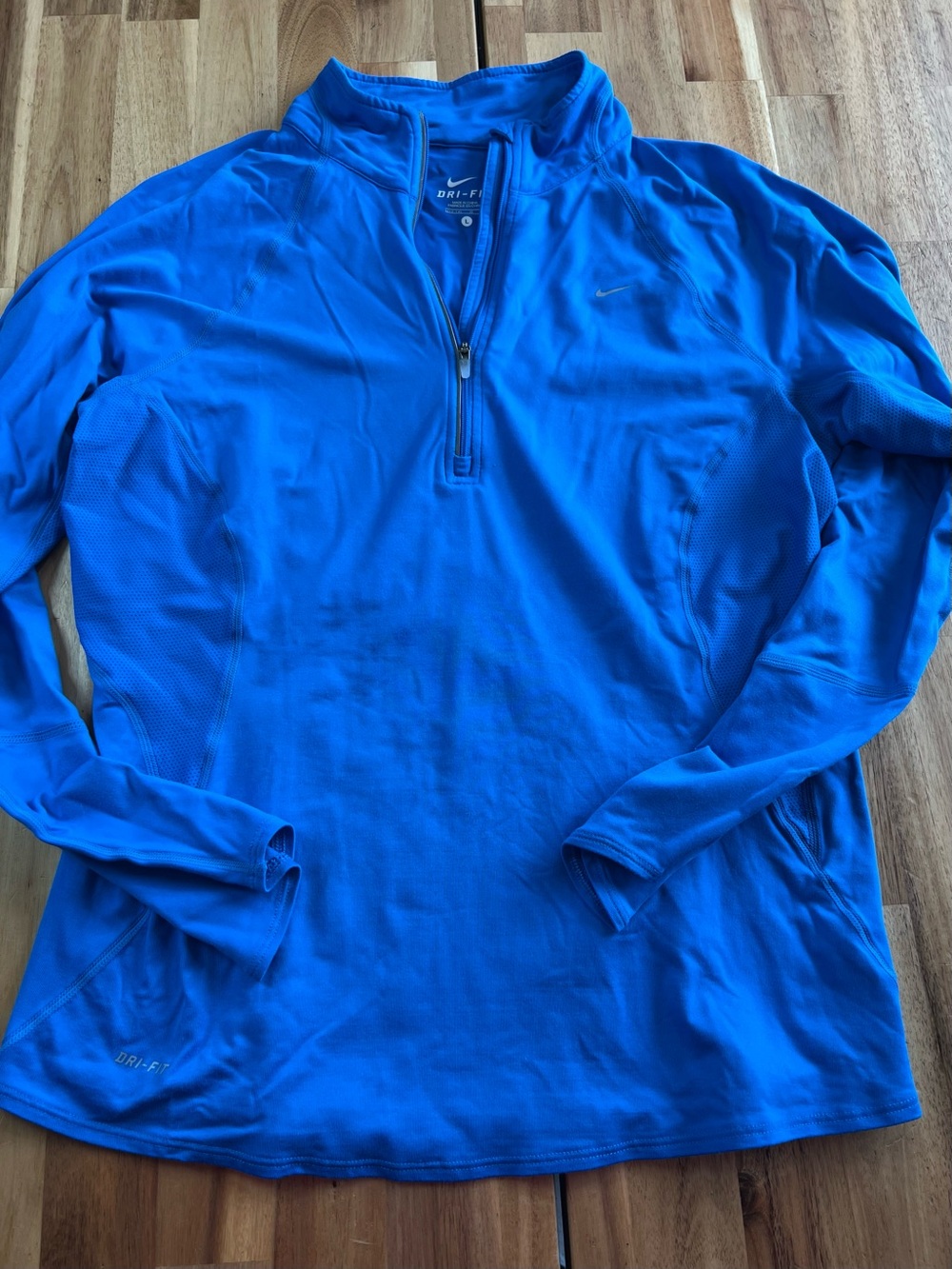 Nike Dri-FIT Quarter Zip Athletic Pullover Youth Large Blue Running Training Top